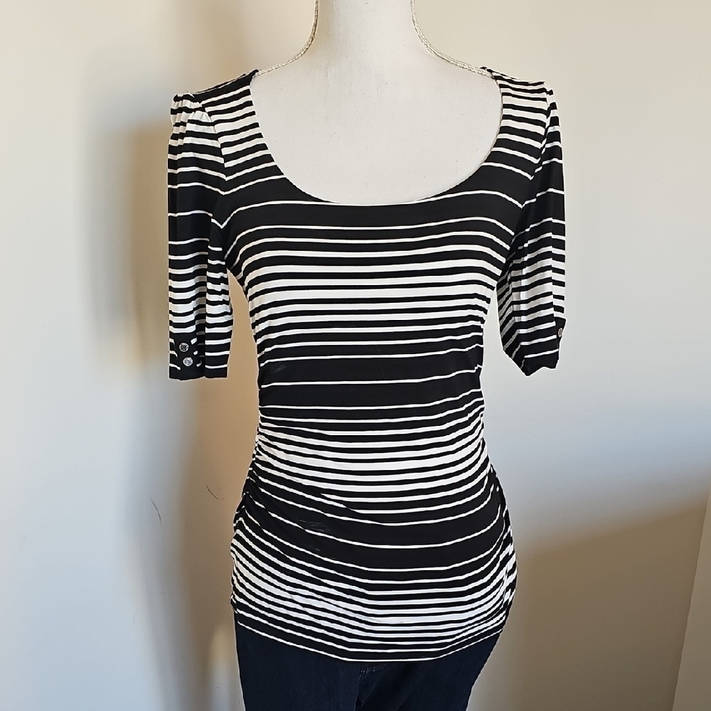 Black and White Striped Women's Top